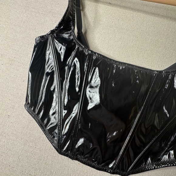Out From Under Other - Out‎ From Under Patent Leather Corset Top Black Boned Large Y2K